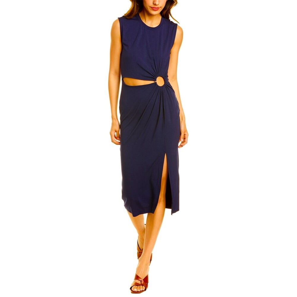 Socialite Navy O-Ring Cut Out Sleeveless Midi Dress Size Medium NWT